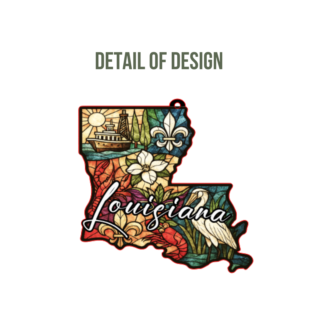 "Stained Glass" Acrylic Louisiana Ornament