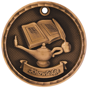 3-D Lamp Of Knowledge Medal