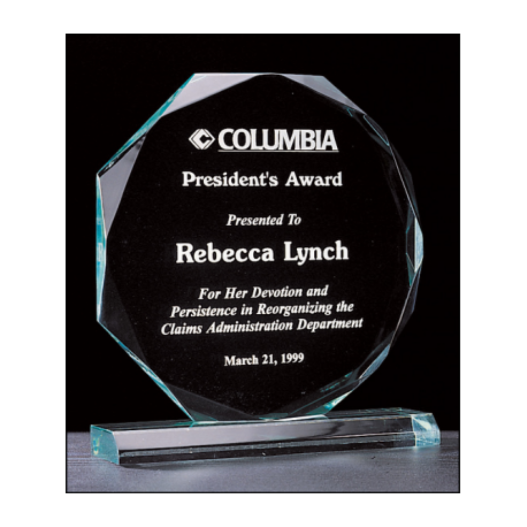 Octagon Jade Acrylic Award