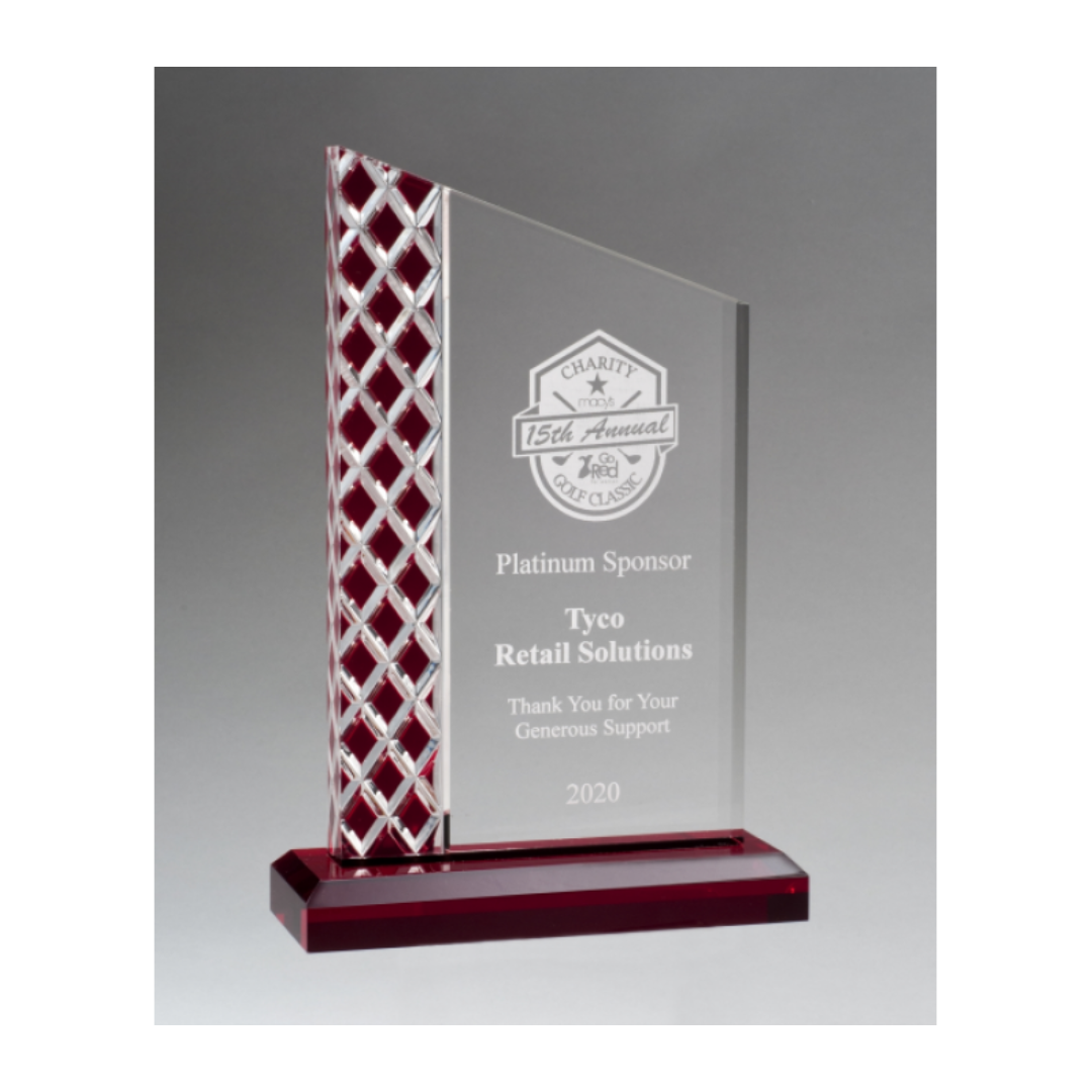 Zenith Clear Acrylic Award with Red Accents