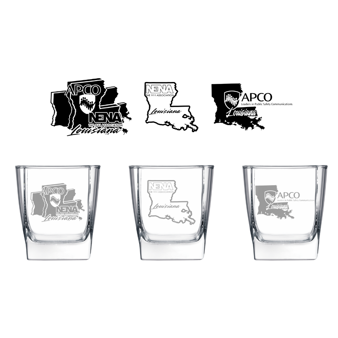 Etched Square Rocks Glass- APCO-NENA