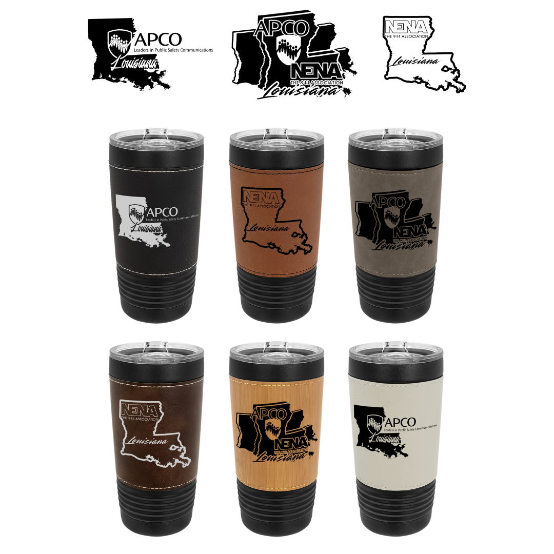 20oz - Black/Leatherette Tumbler- APCO-NENA