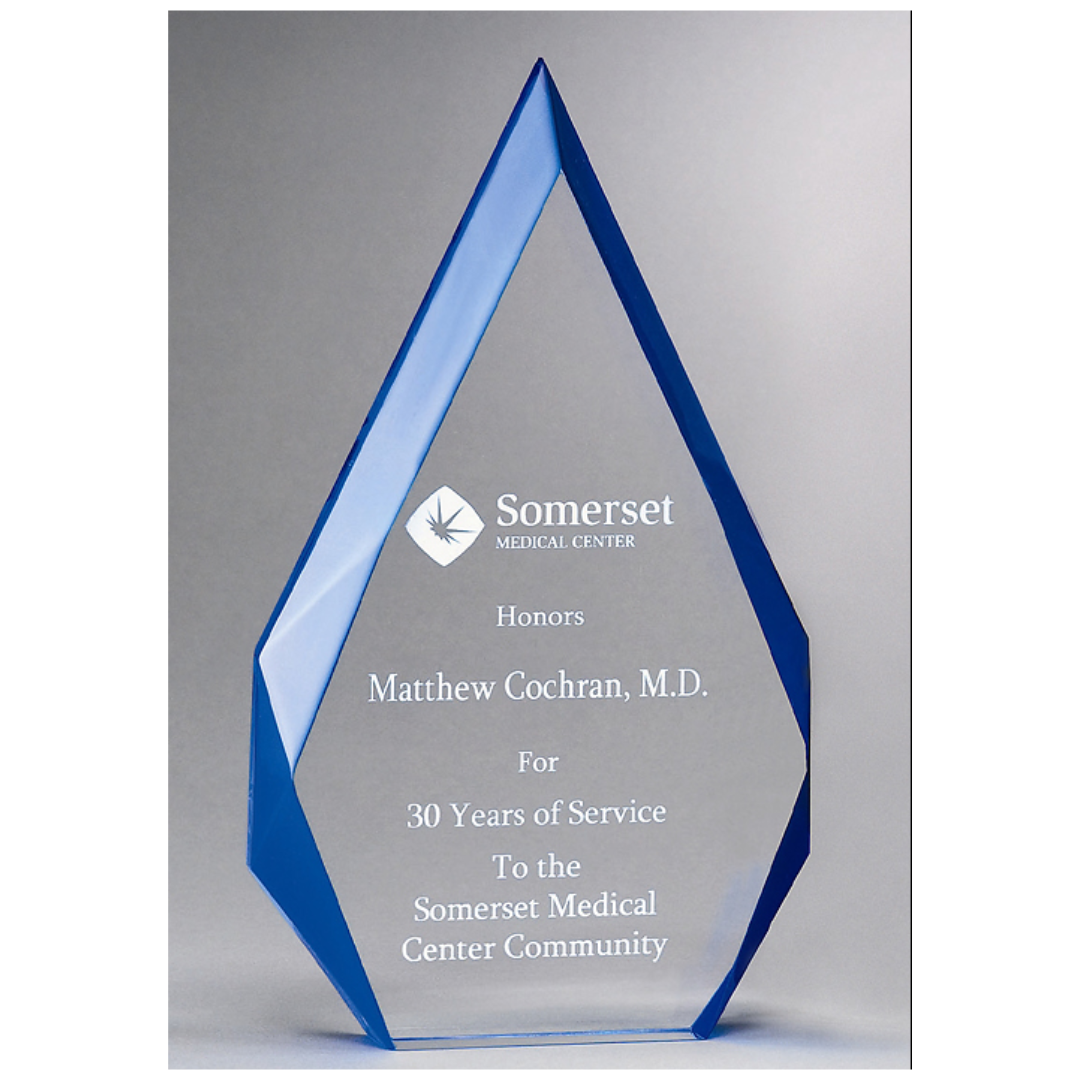 Acrylic Flame Series award with Blue Bevels