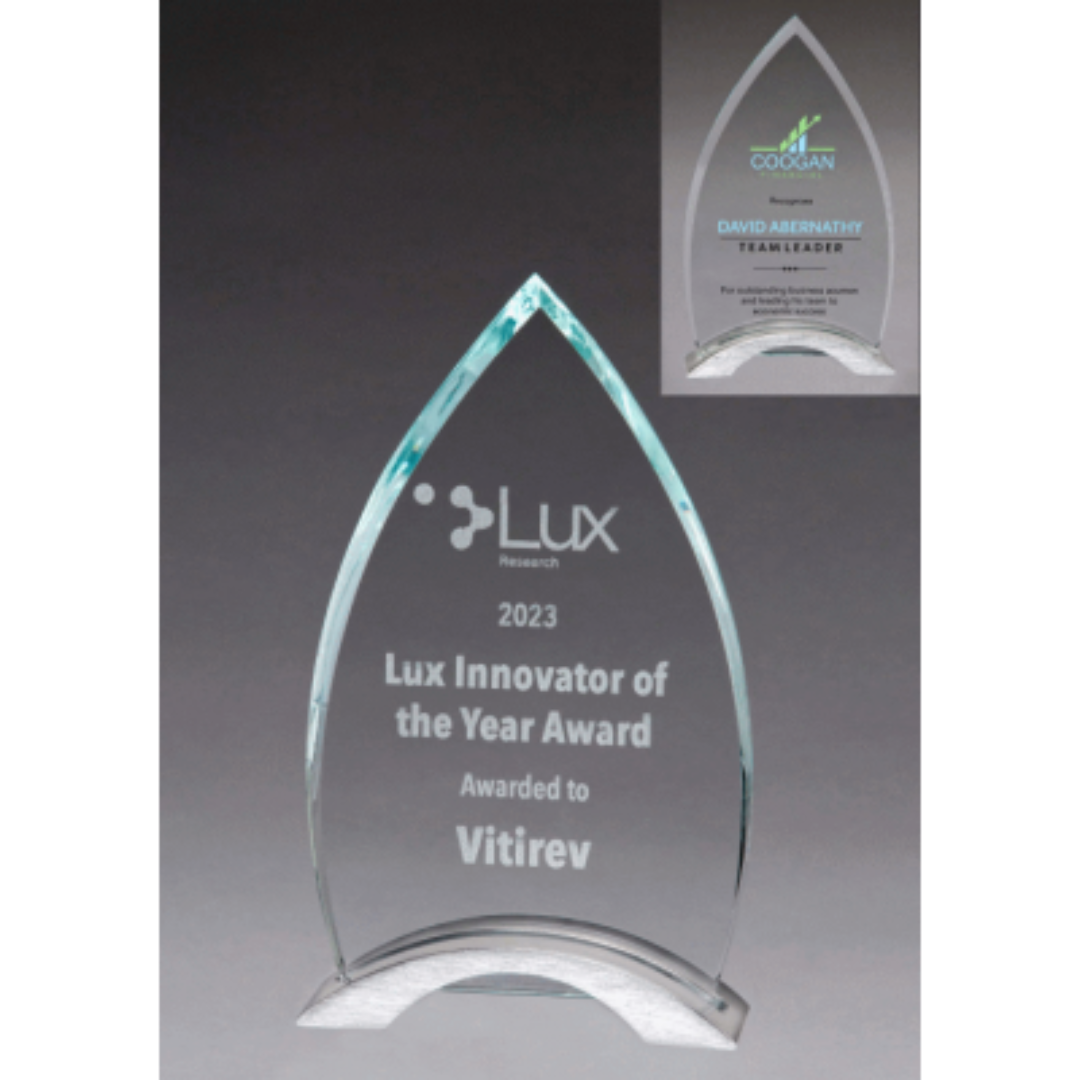 Flame Series Clear Glass Award with Silver Base