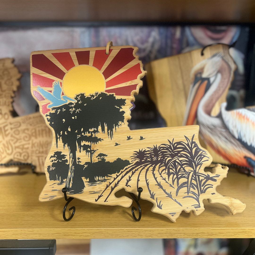 Full Color Louisiana Shaped Cutting Board