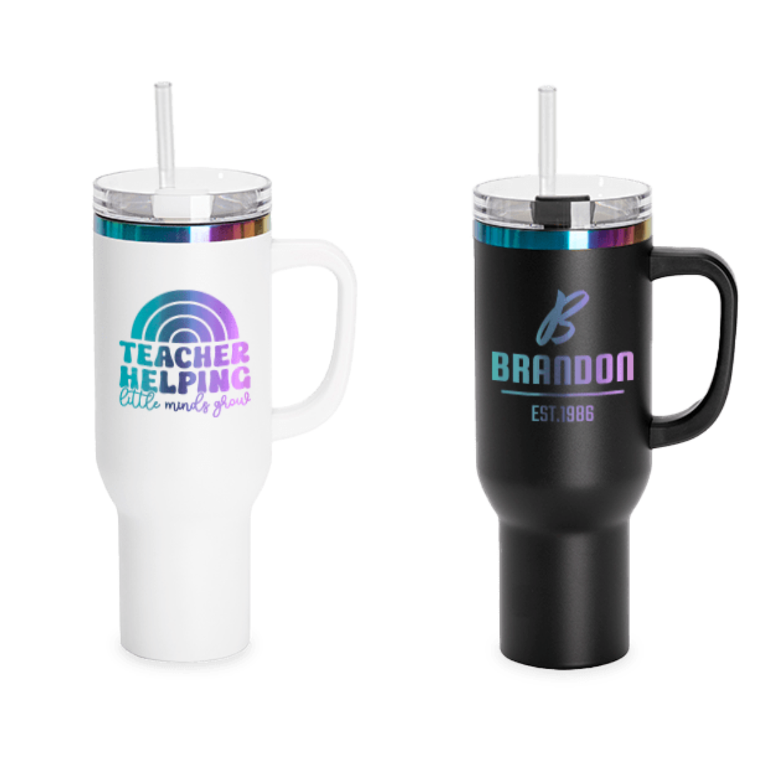 40oz Teacher Life Rainbow Engraved Tumbler