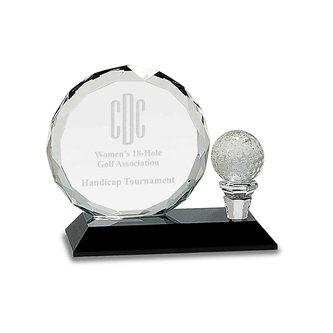 Round Facet Crystal with Golf Ball