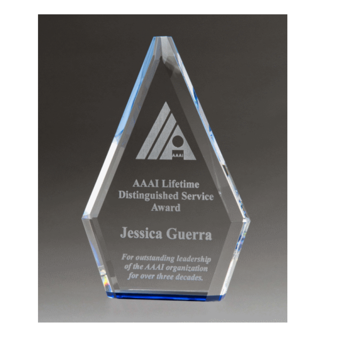 Flame Series Clear Crystal Award with Blue Bottom
