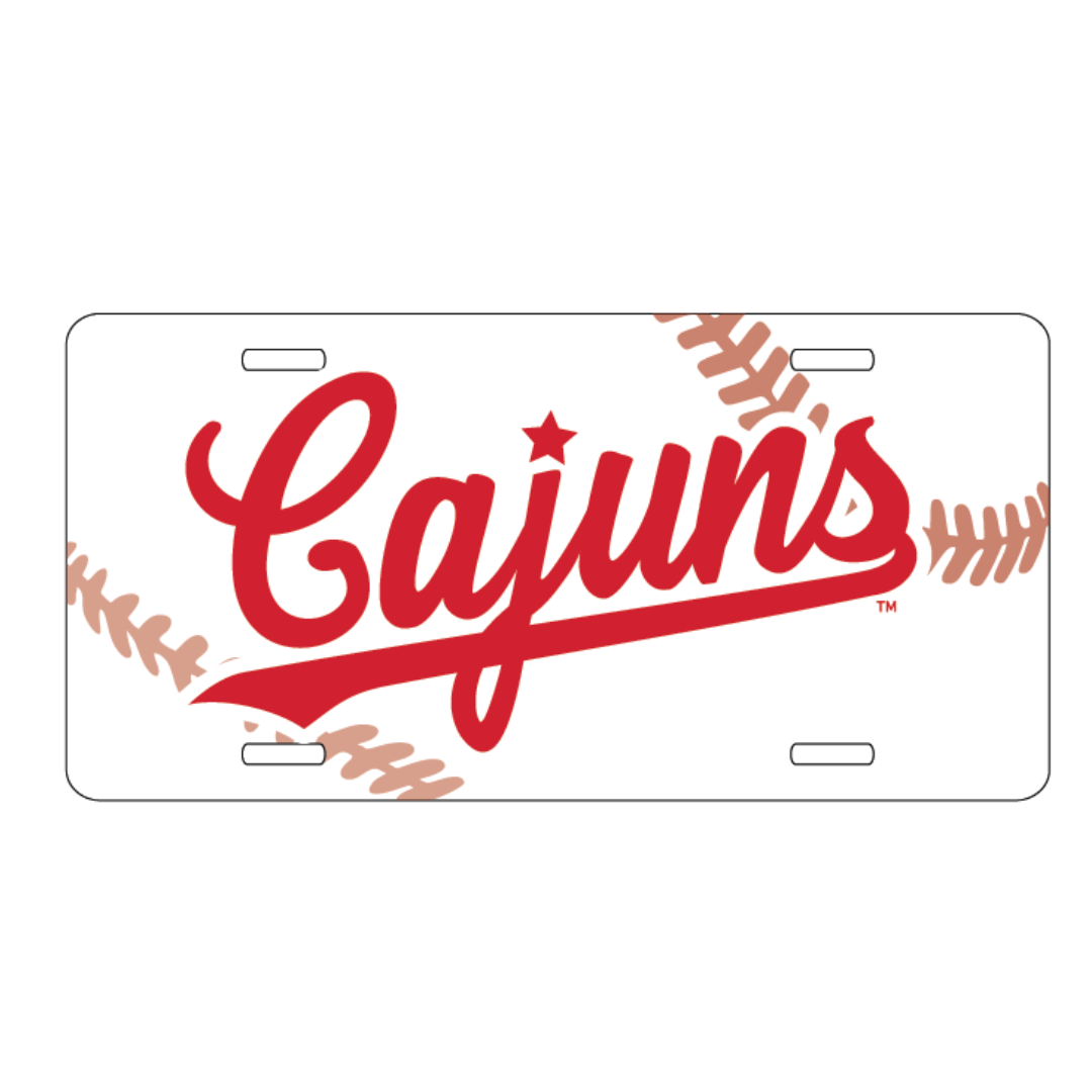 Vintage Baseball Cajuns License Plate - White