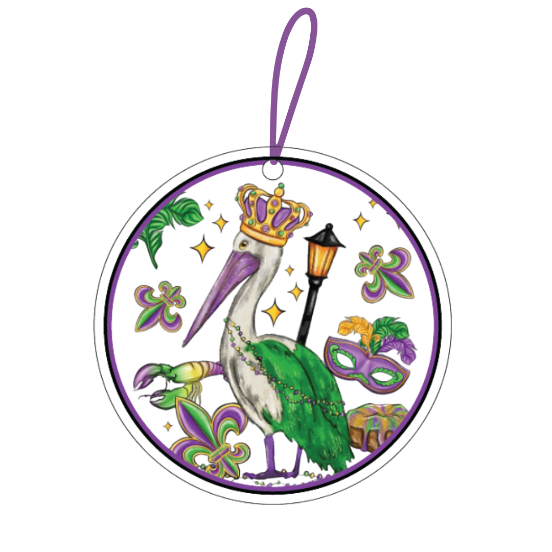 Round Mardi Gras Acrylic Ornament