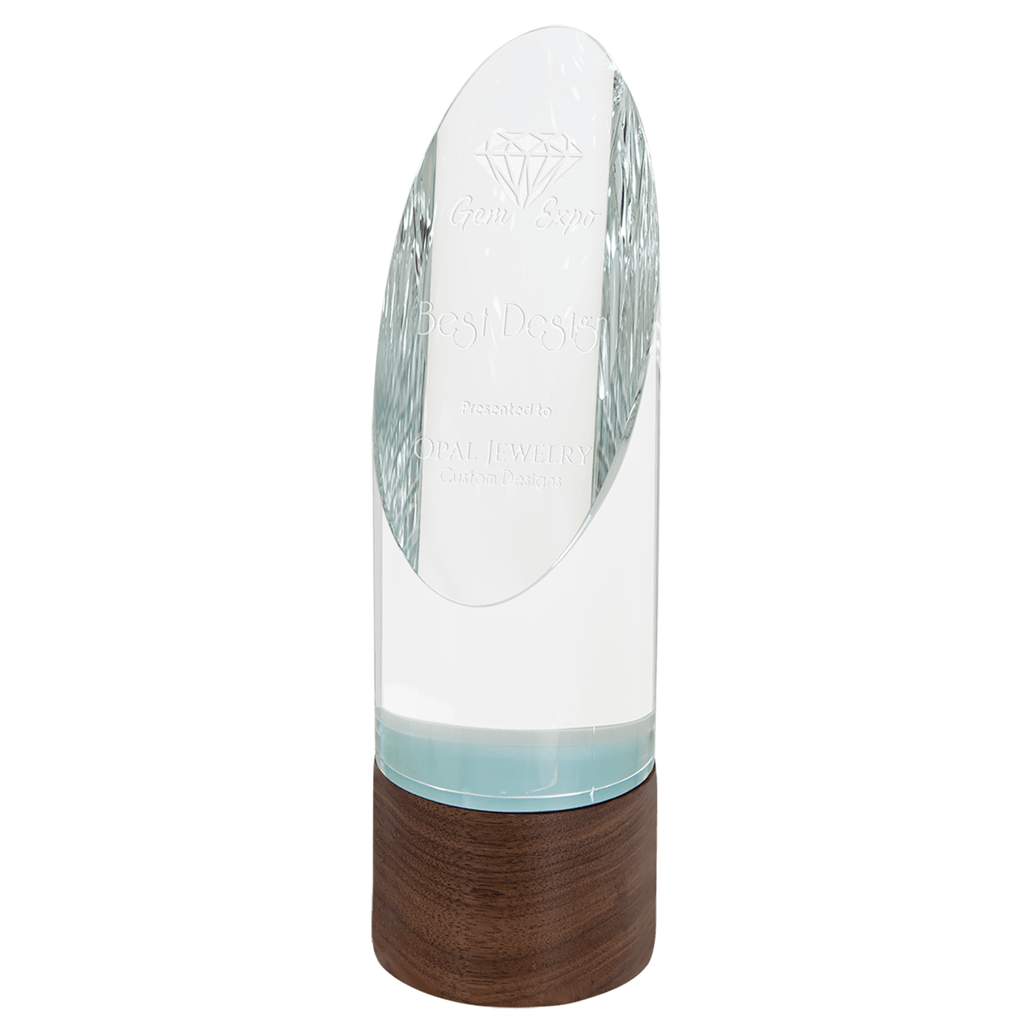 Cylinder Sierra Glass Award with Walnut Base