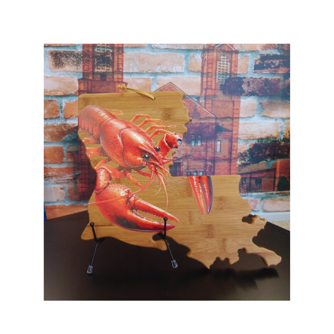 Louisiana Bamboo Cutting Board with Crawfish