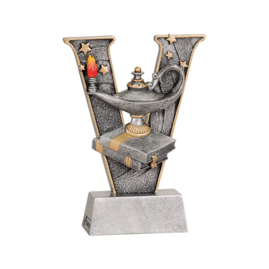 "V" Lamp Of Knowledge Resin