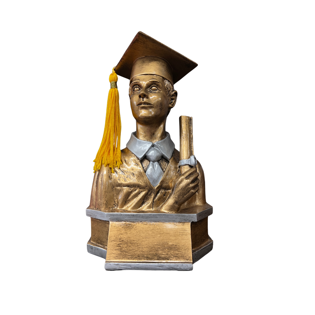 Gold Resin Male Graduation Bust