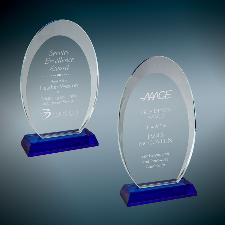 Oval Halo Glass with Blue Base