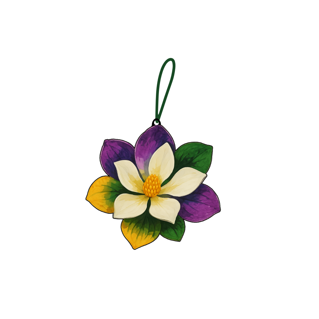 Mardi Gras Magnolia Acrylic Ornament