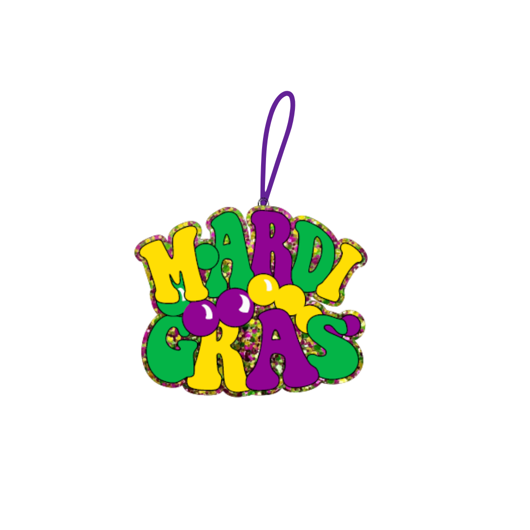 Mardi Gras with "Beads" Glitter Acrylic Ornament