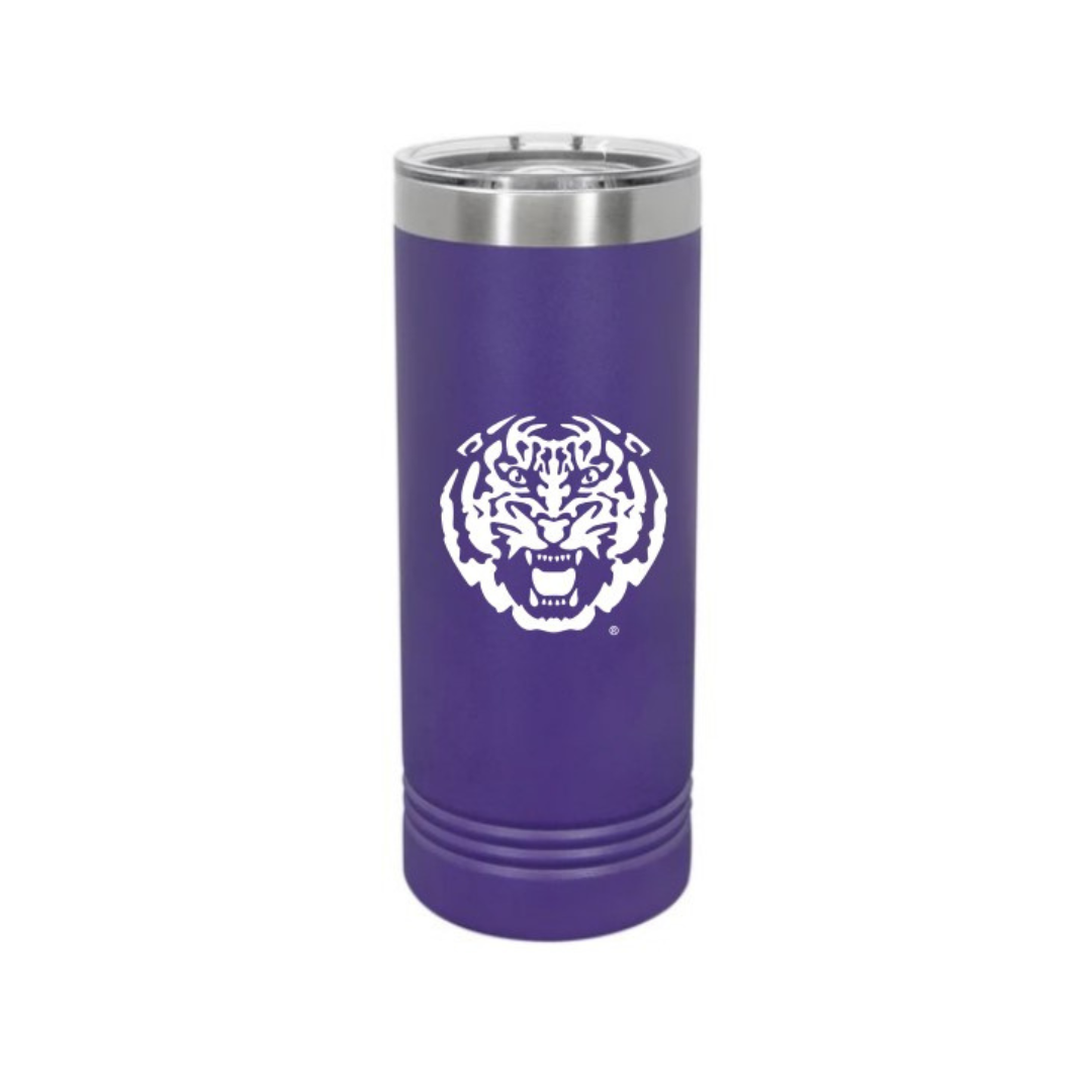 Purple Slim Stainless Tumbler - 22oz with LSU Logo Choice