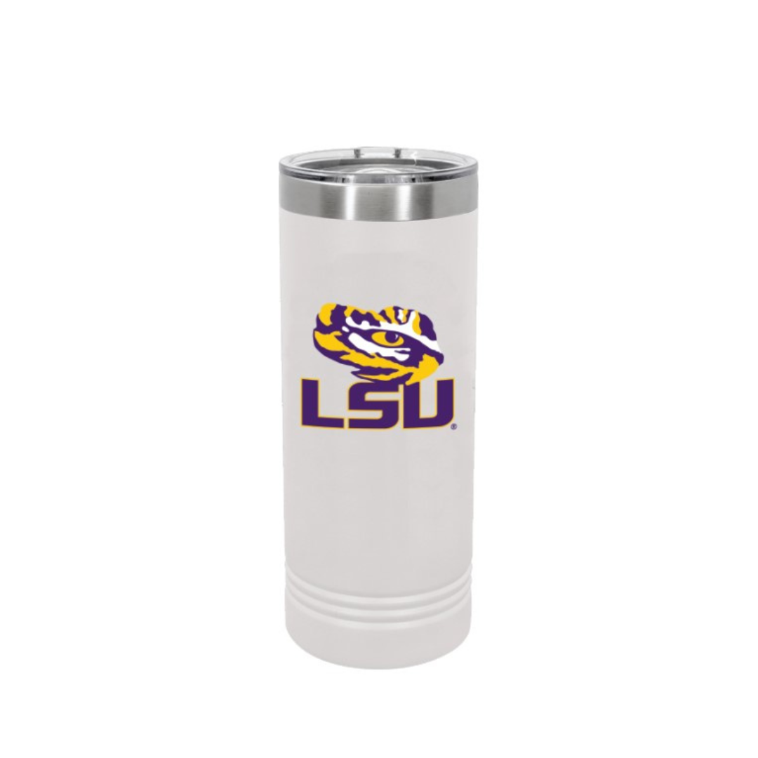 White Slim Stainless Tumbler With LSU Logo Choice - 22oz