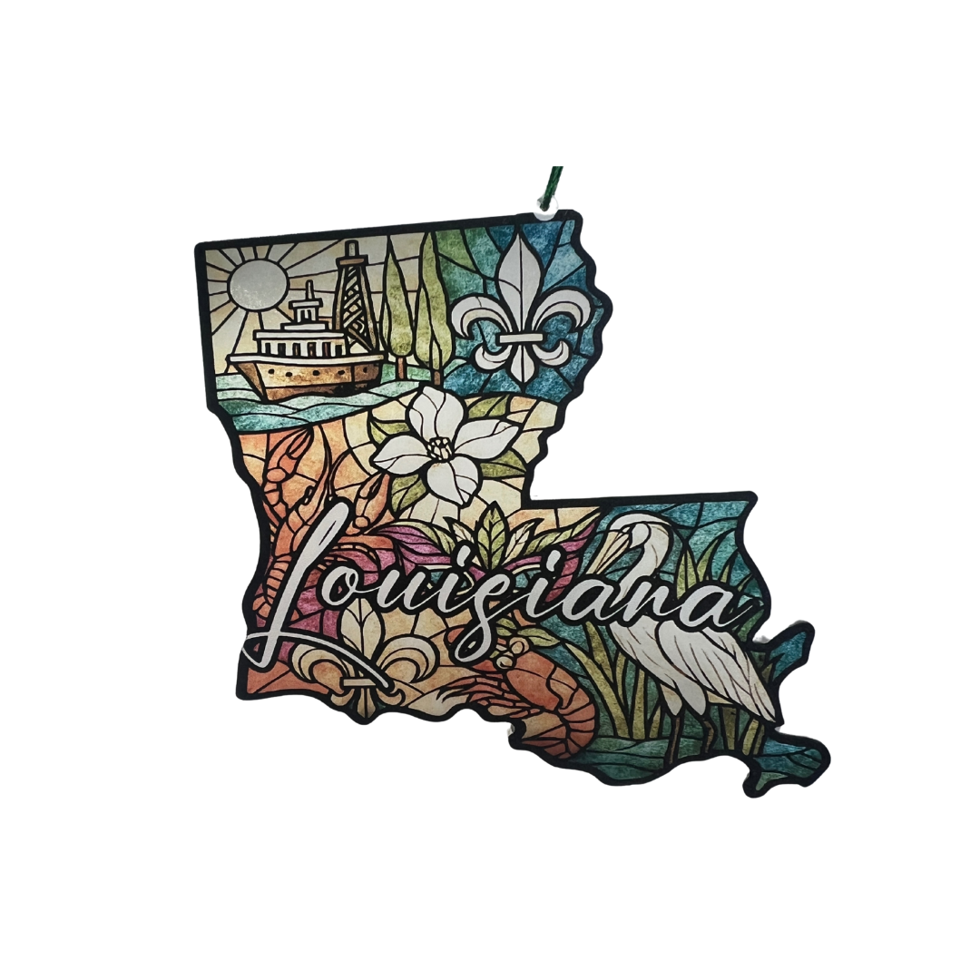 "Stained Glass" Acrylic Louisiana Ornament