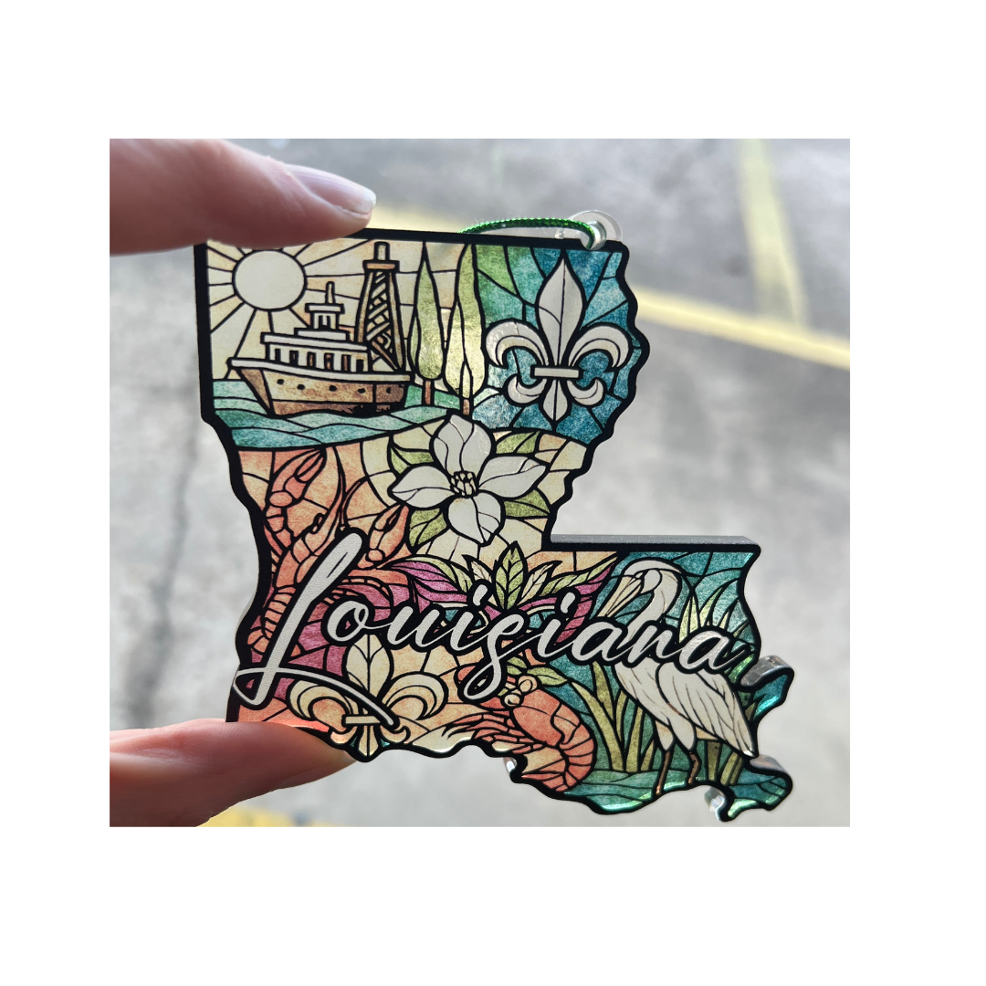 "Stained Glass" Acrylic Louisiana Ornament