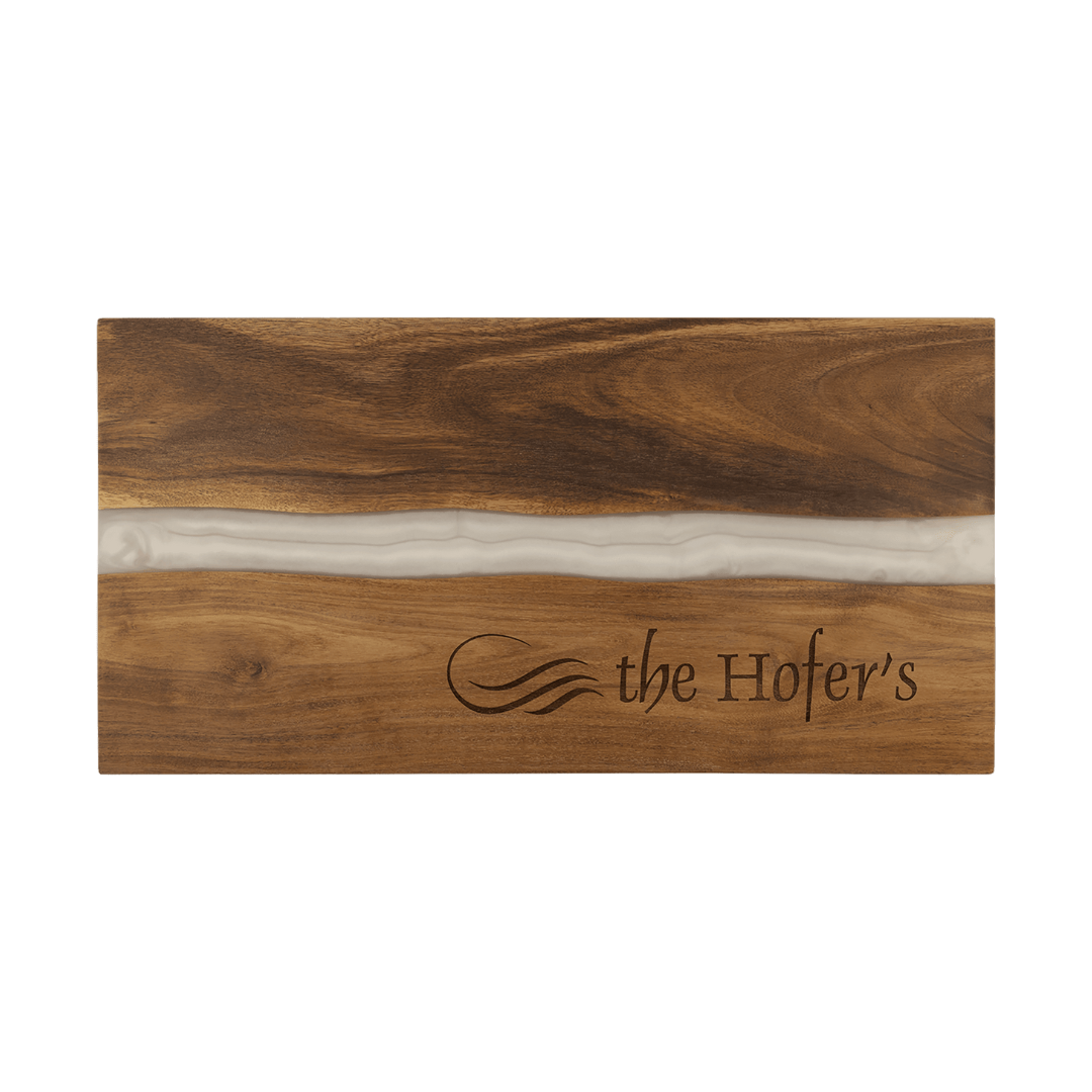 White Pearl Resin and Acacia Wood Board