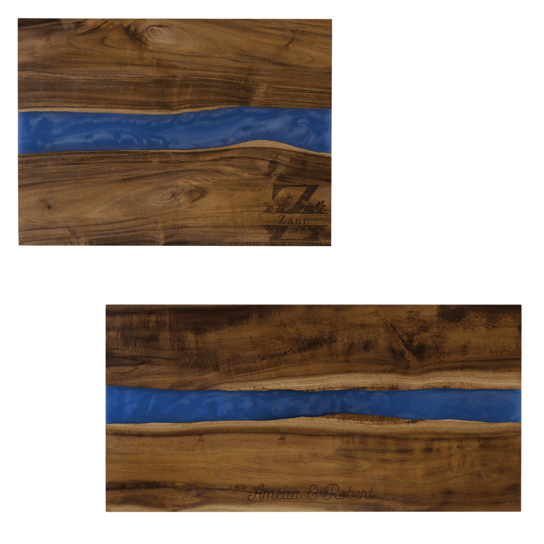 Blue Pearl Resin and Acacia Wood Board