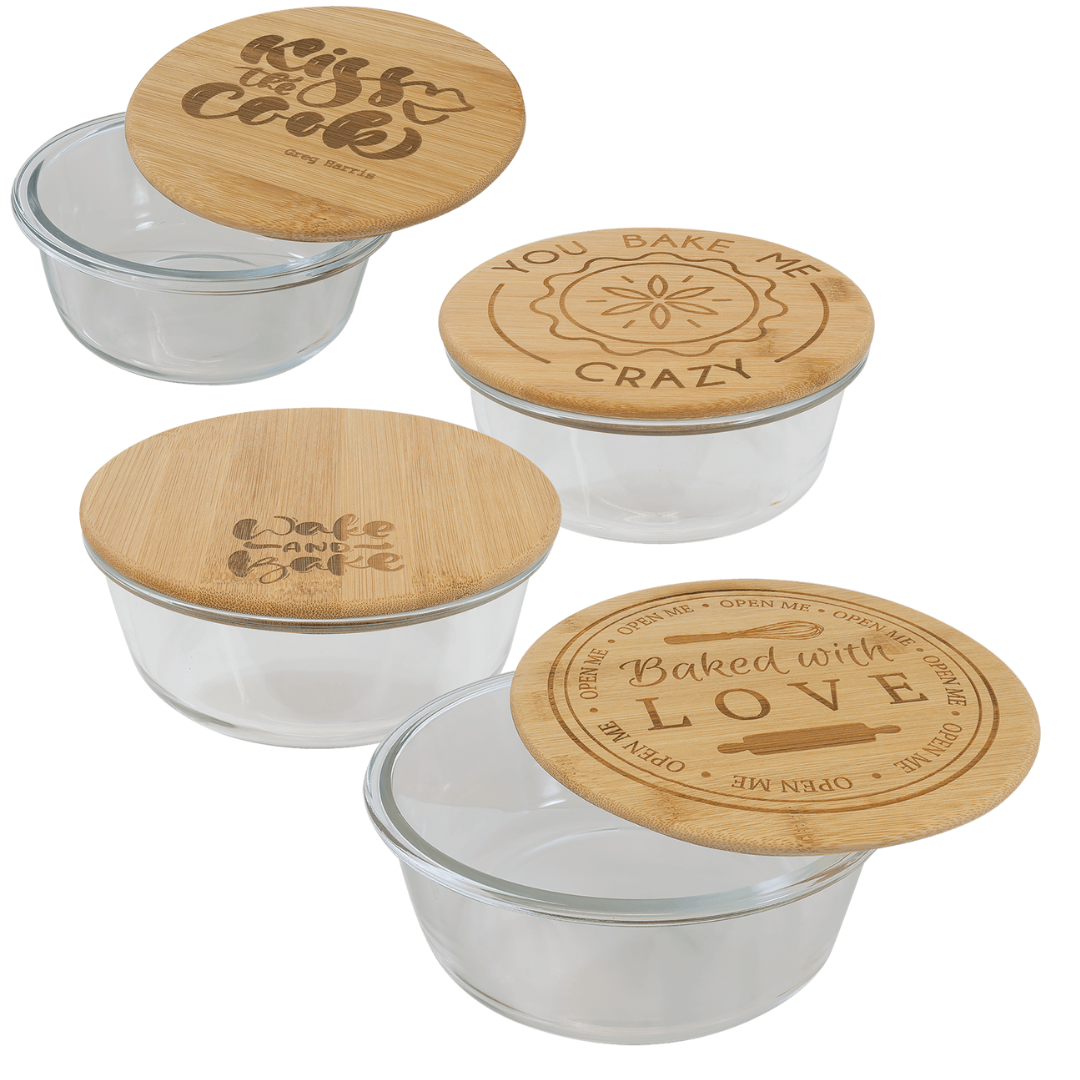 Round Glass Container with Bamboo Lid