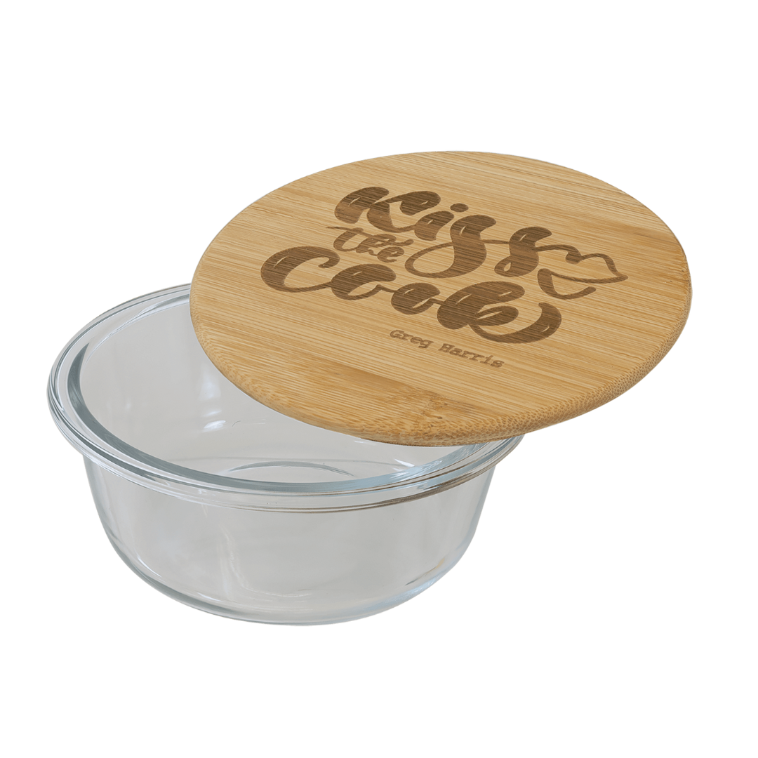 Round Glass Container with Bamboo Lid