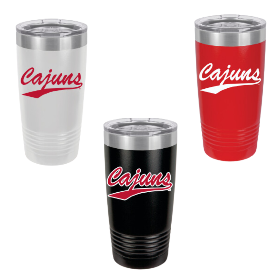 Vintage Cajuns Softball Script  20oz Stainless Tumblers - Color Logos