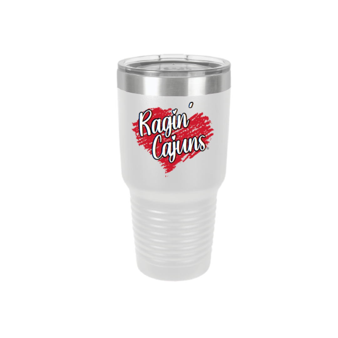 I Love Ragin Cajuns White Tumbler