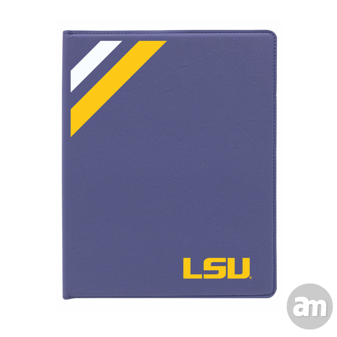 LSU Stripes Leatherette Portfolio with Notepad