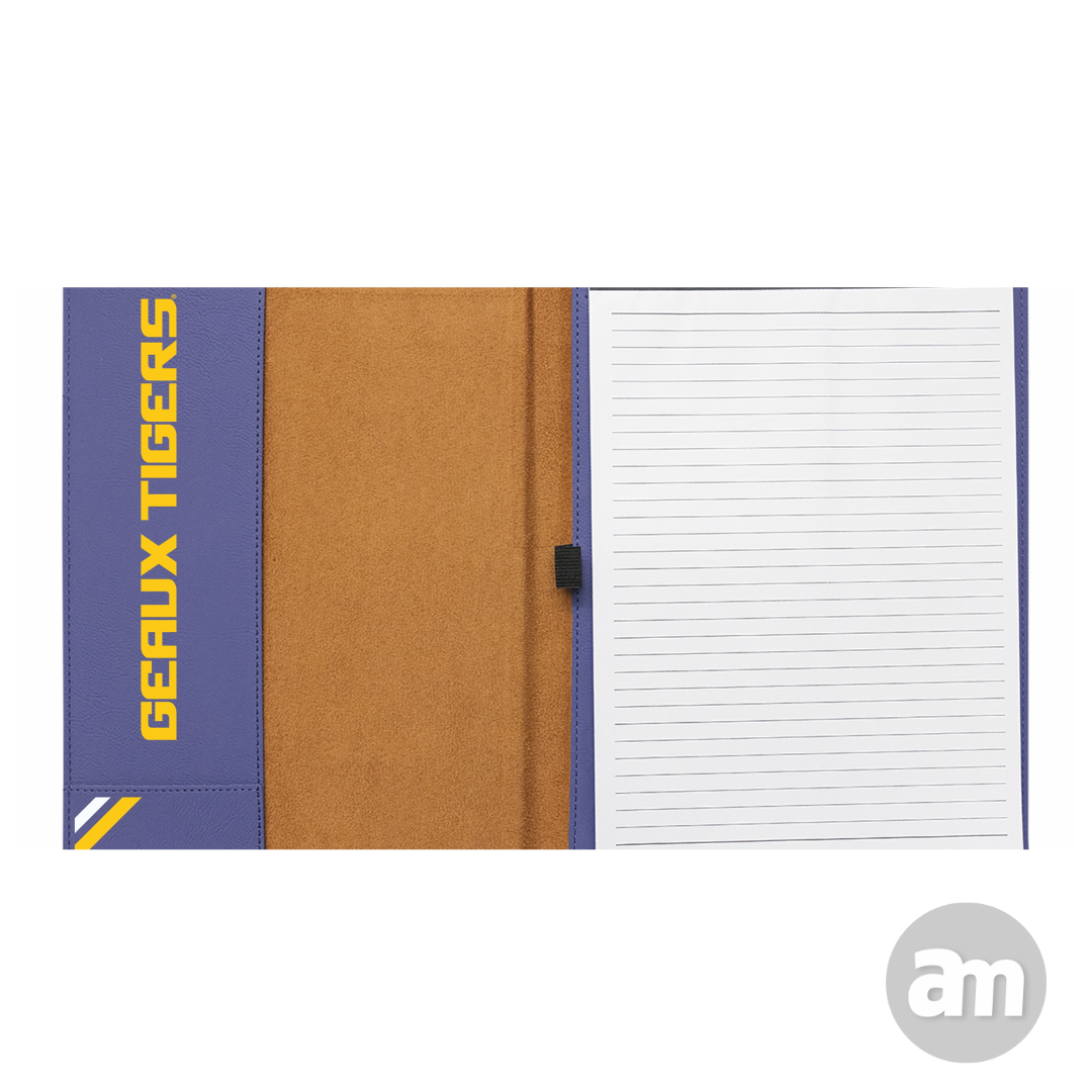 LSU Stripes Leatherette Portfolio with Notepad