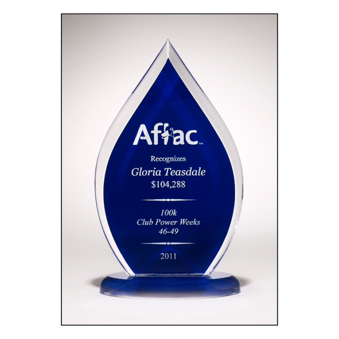 Blue Flame Series Acrylic Award on Base