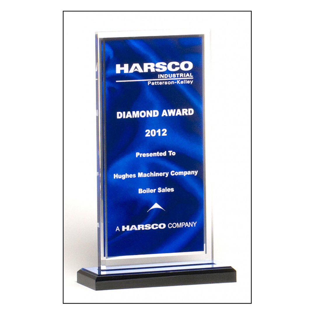 Acrylic Award with Blue Draped Satin Pattern