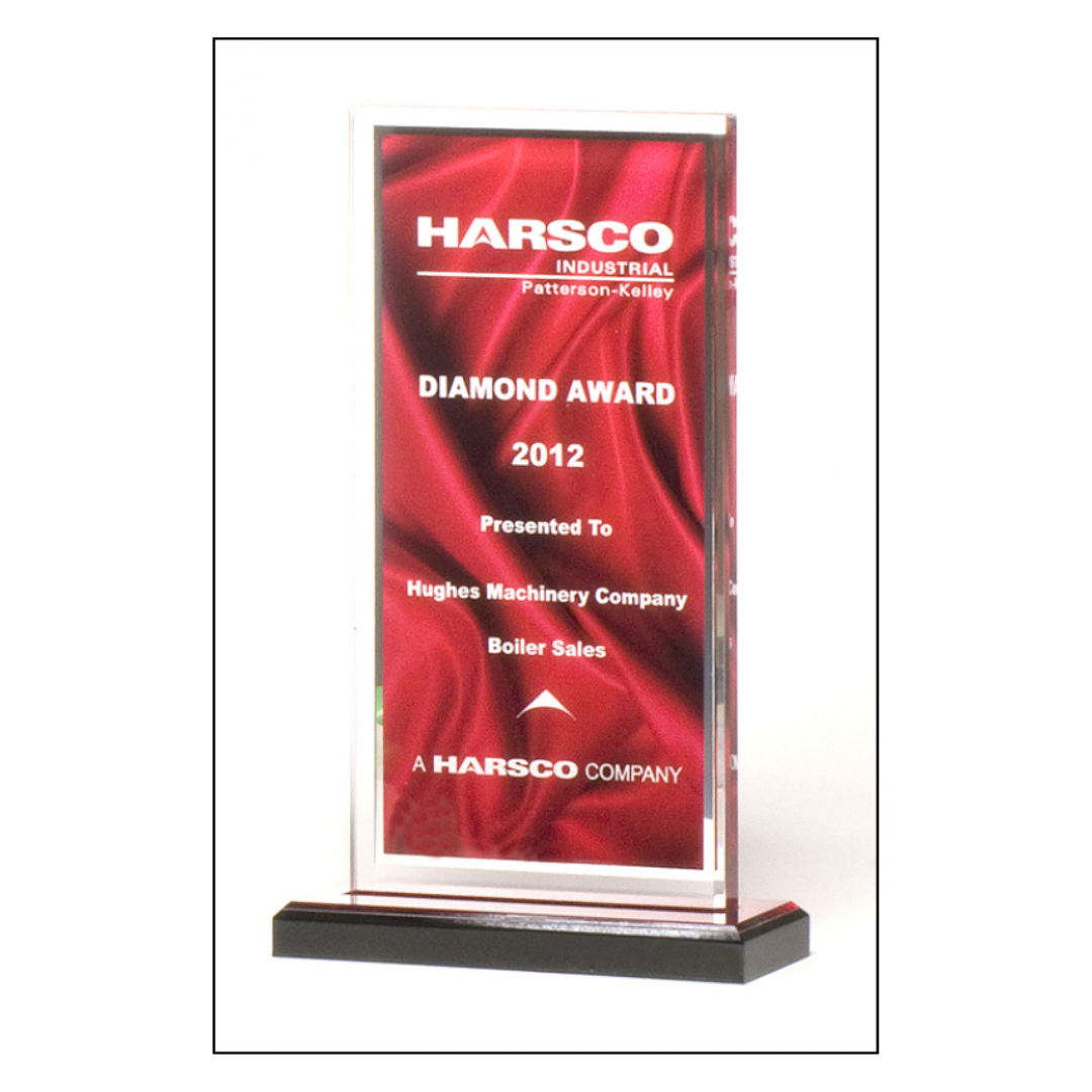 Acrylic Award with Red Draped Satin Pattern