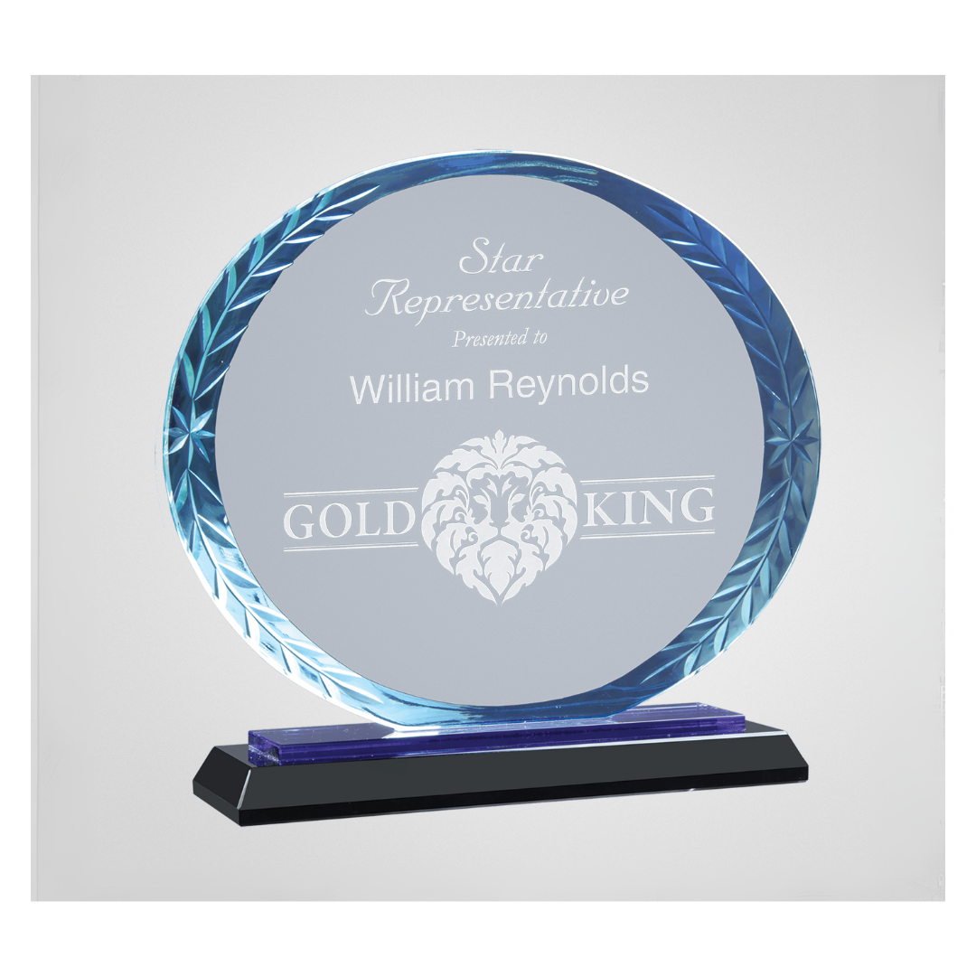 Oval Accent Blue Glass Award