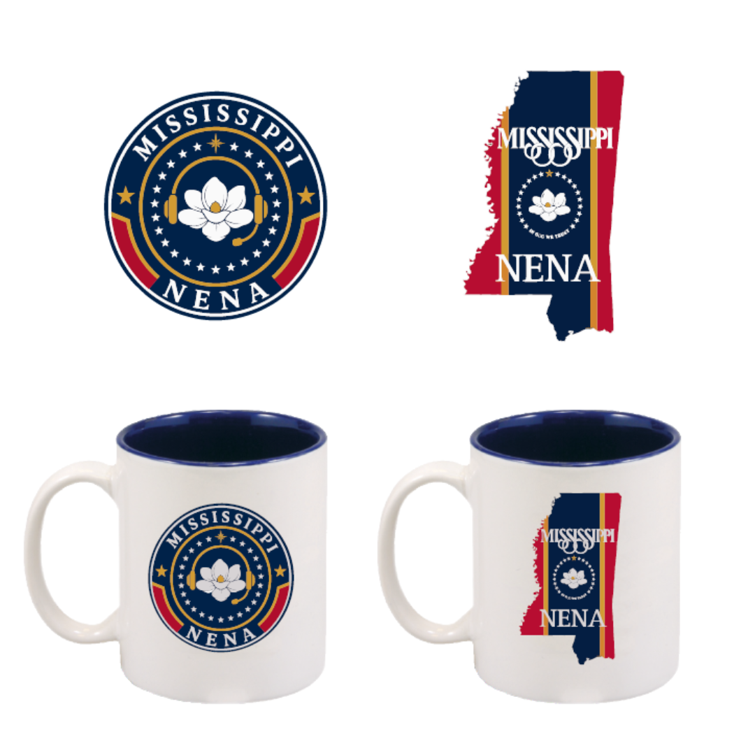 11oz Ceramic Coffee Mug with Blue Accent-MS NENA