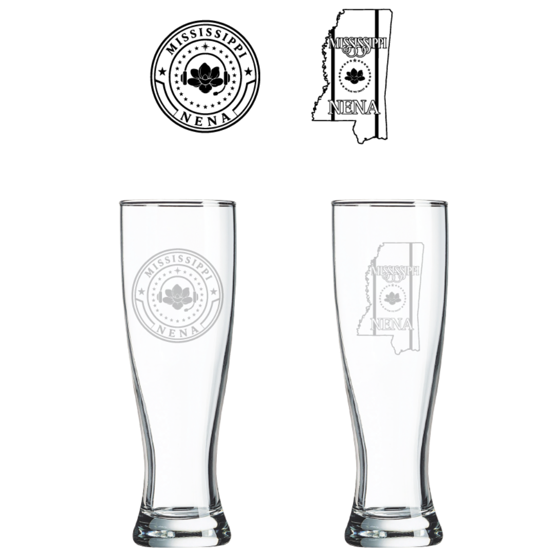 Etched 16oz Pilsner Beer Glass- MS NENA