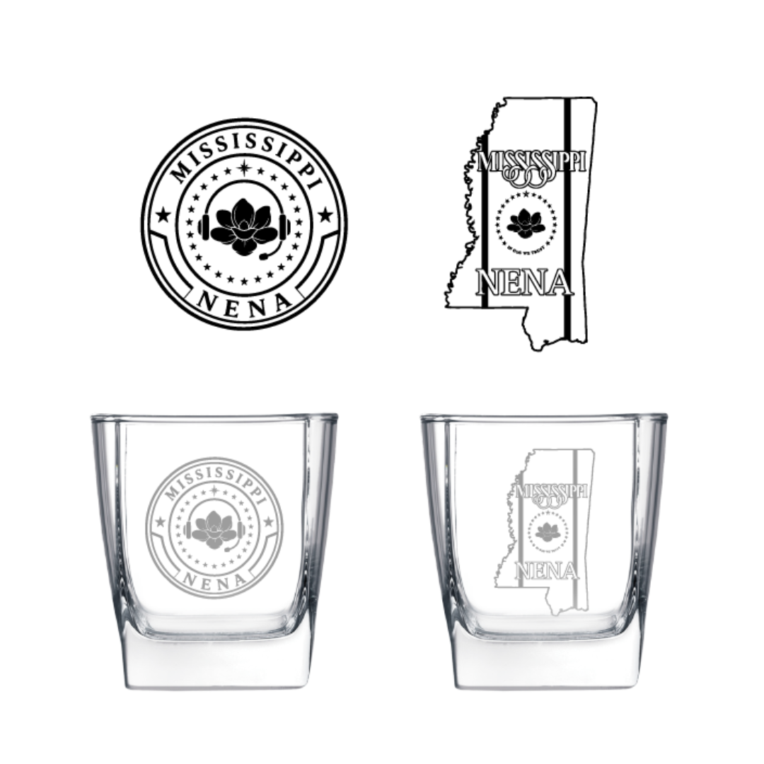 Etched Square Rocks Glass- MS NENA
