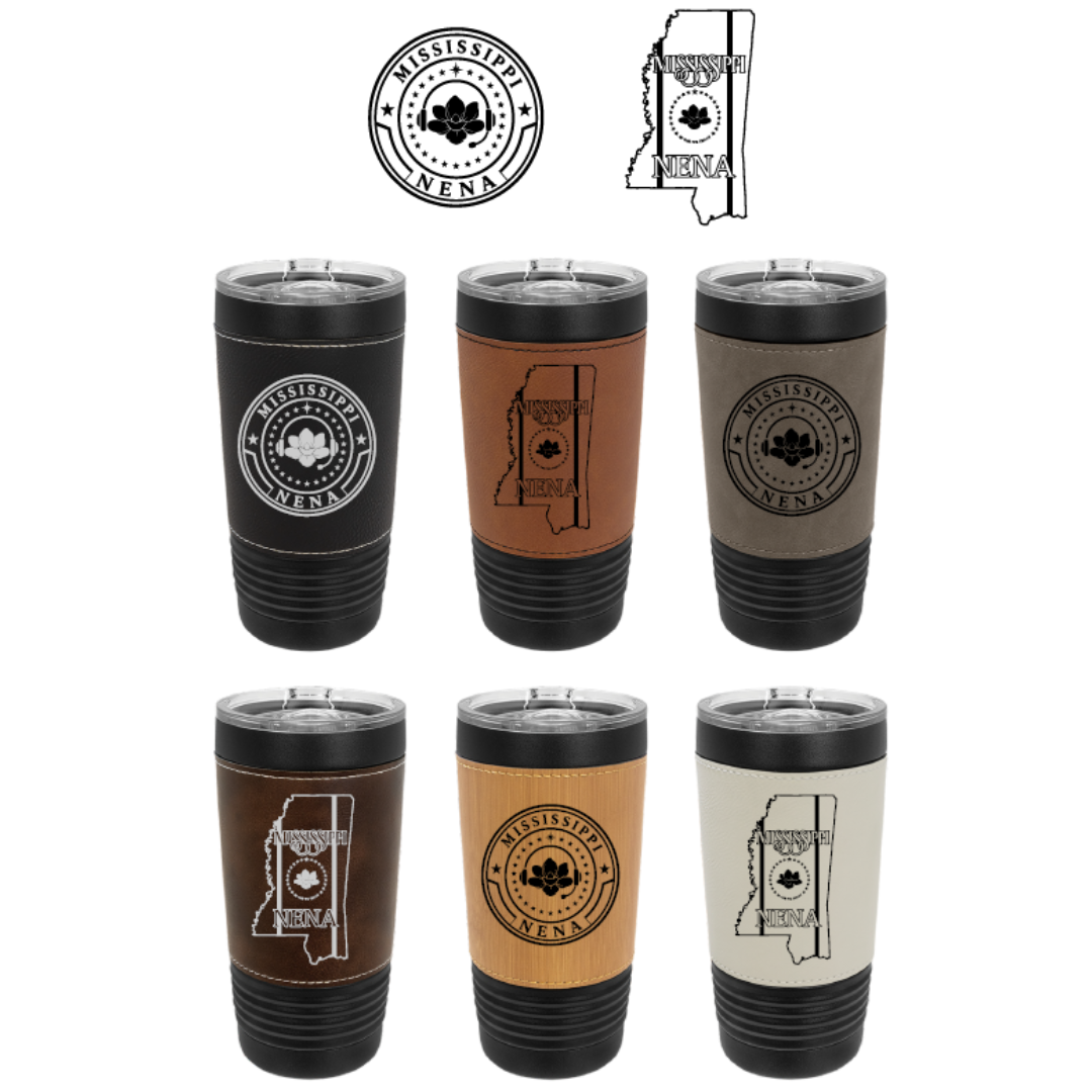 20oz - Black/Leatherette Tumbler- MS NENA