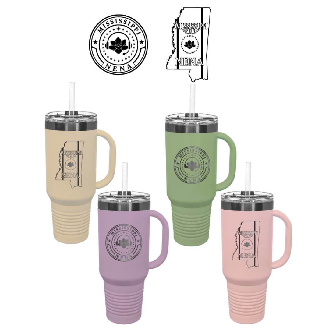 40oz - Pastel/Ghost Black Stainless Tumbler with Handle - MS NENA