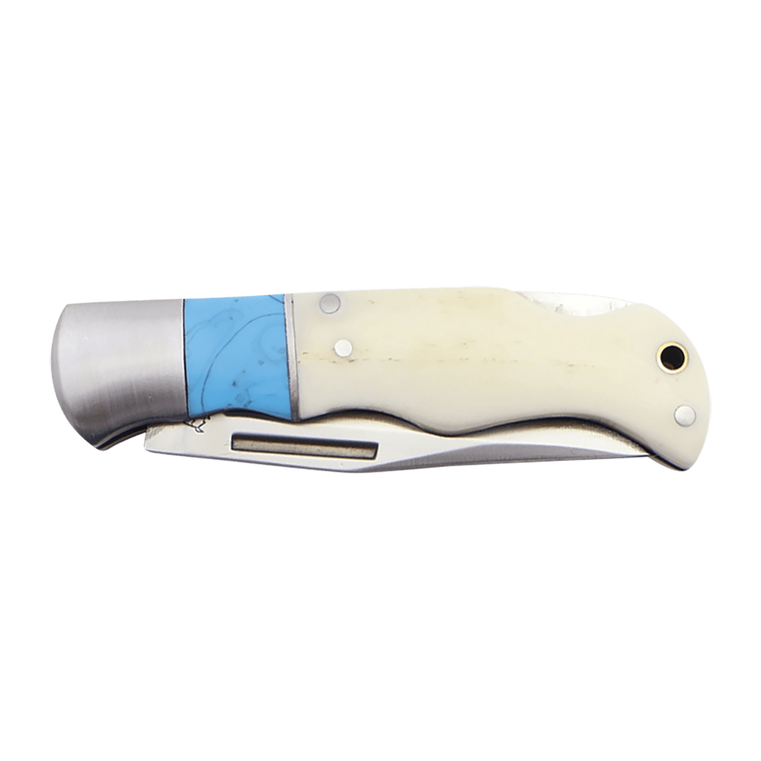 Blue/Bone Folding Knife - 4"