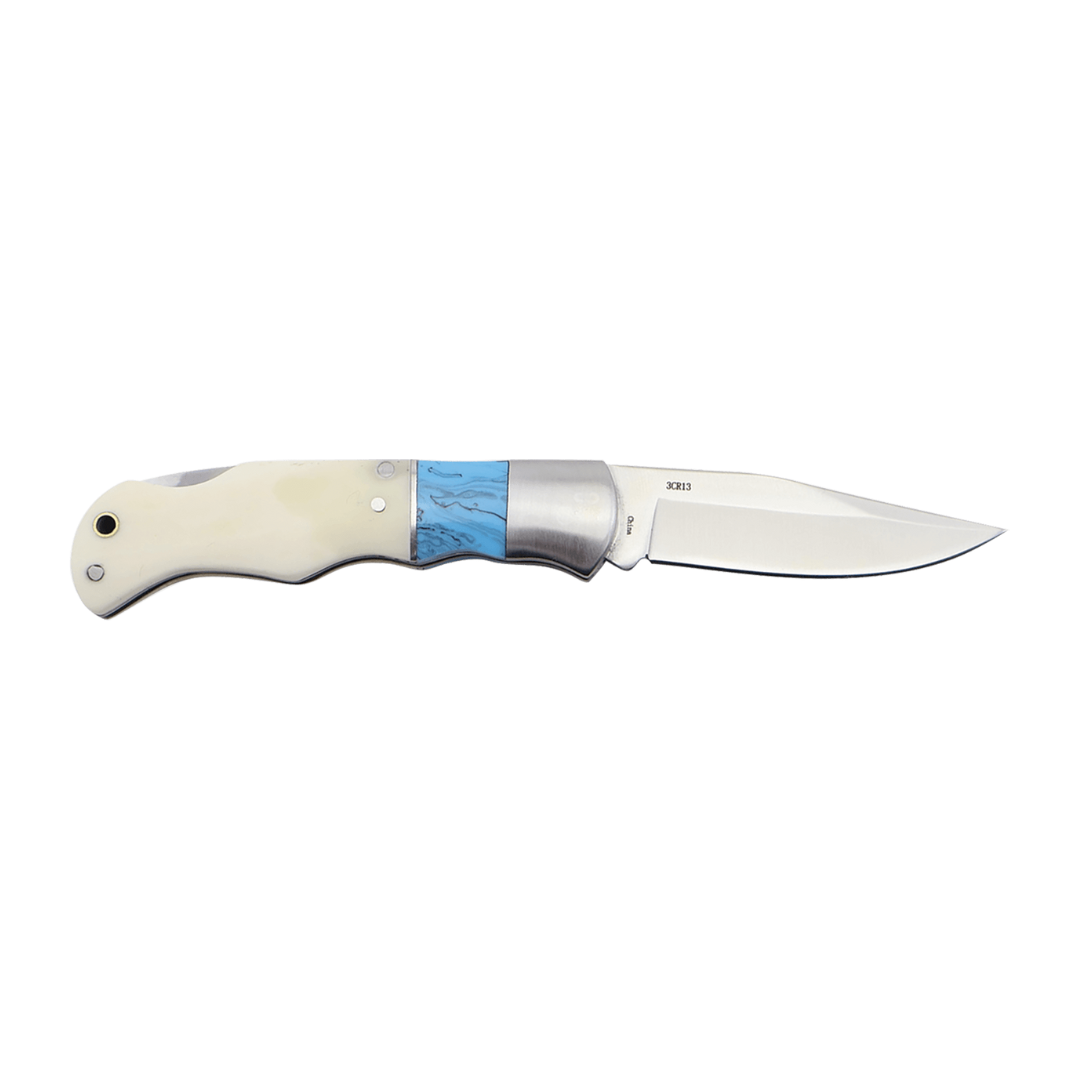 Blue/Bone Folding Knife - 4"