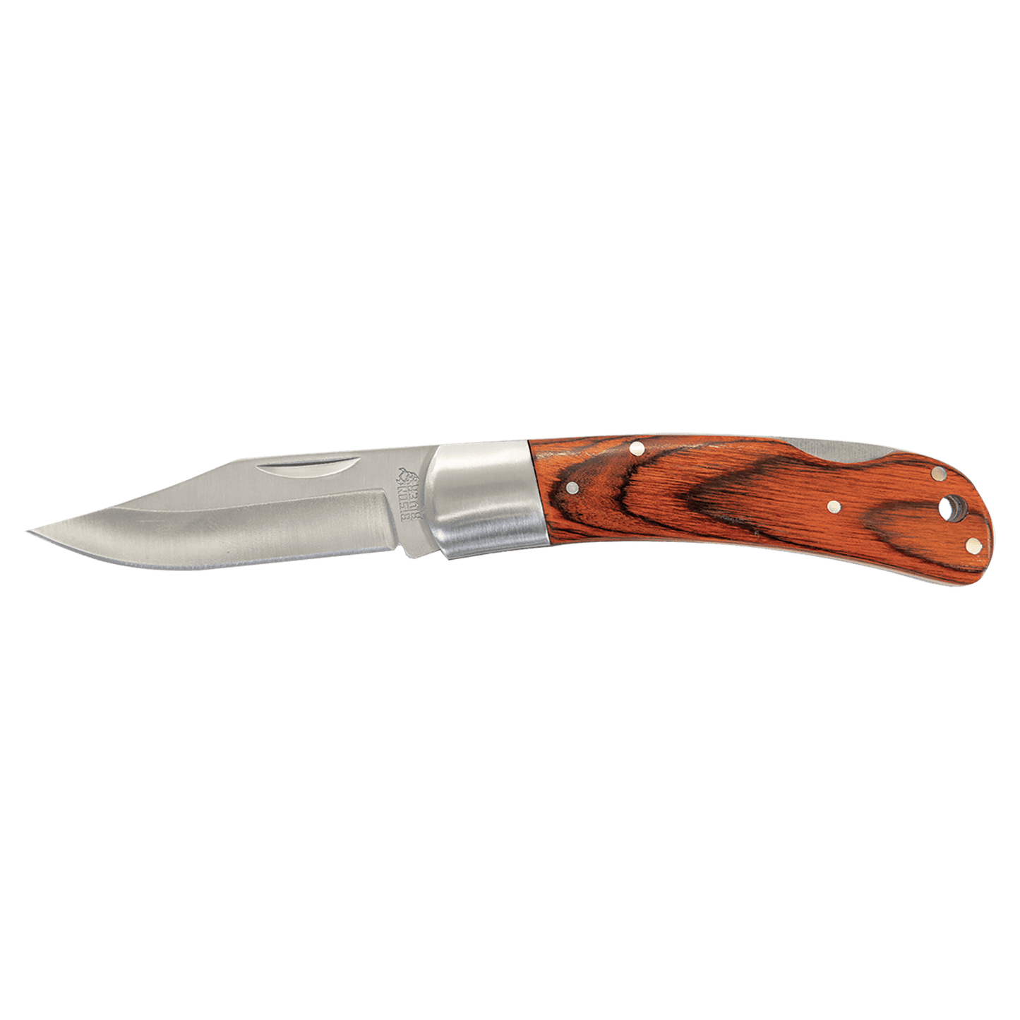 Wood Folding Knife with Leather Sheath - 4"