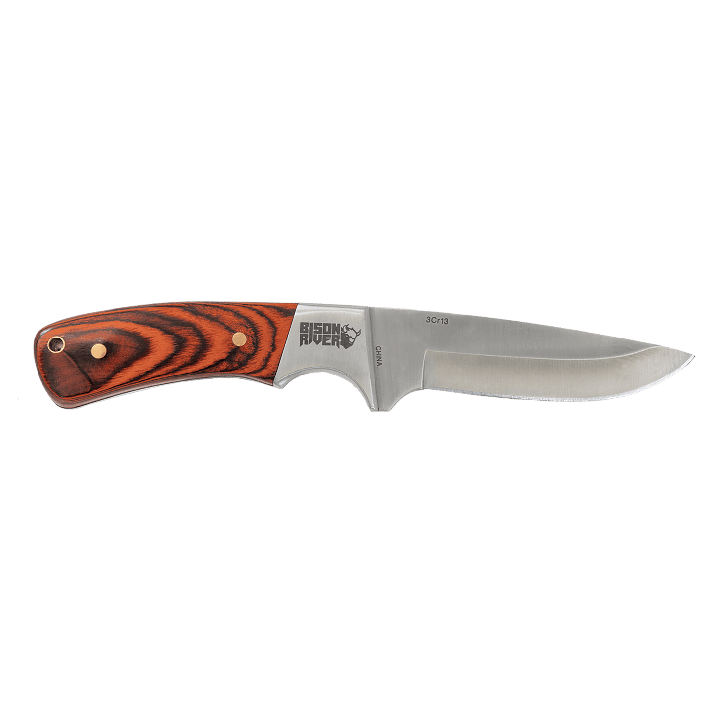 Fixed Blade Wood Knife with Leather Sheath - 7.75"