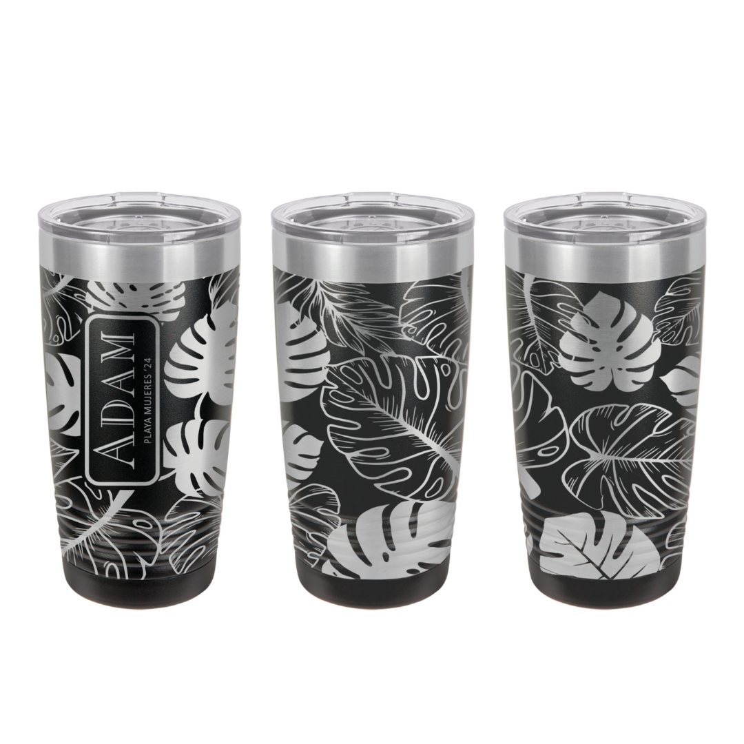 Laser Etched Tropical Palm Tumbler