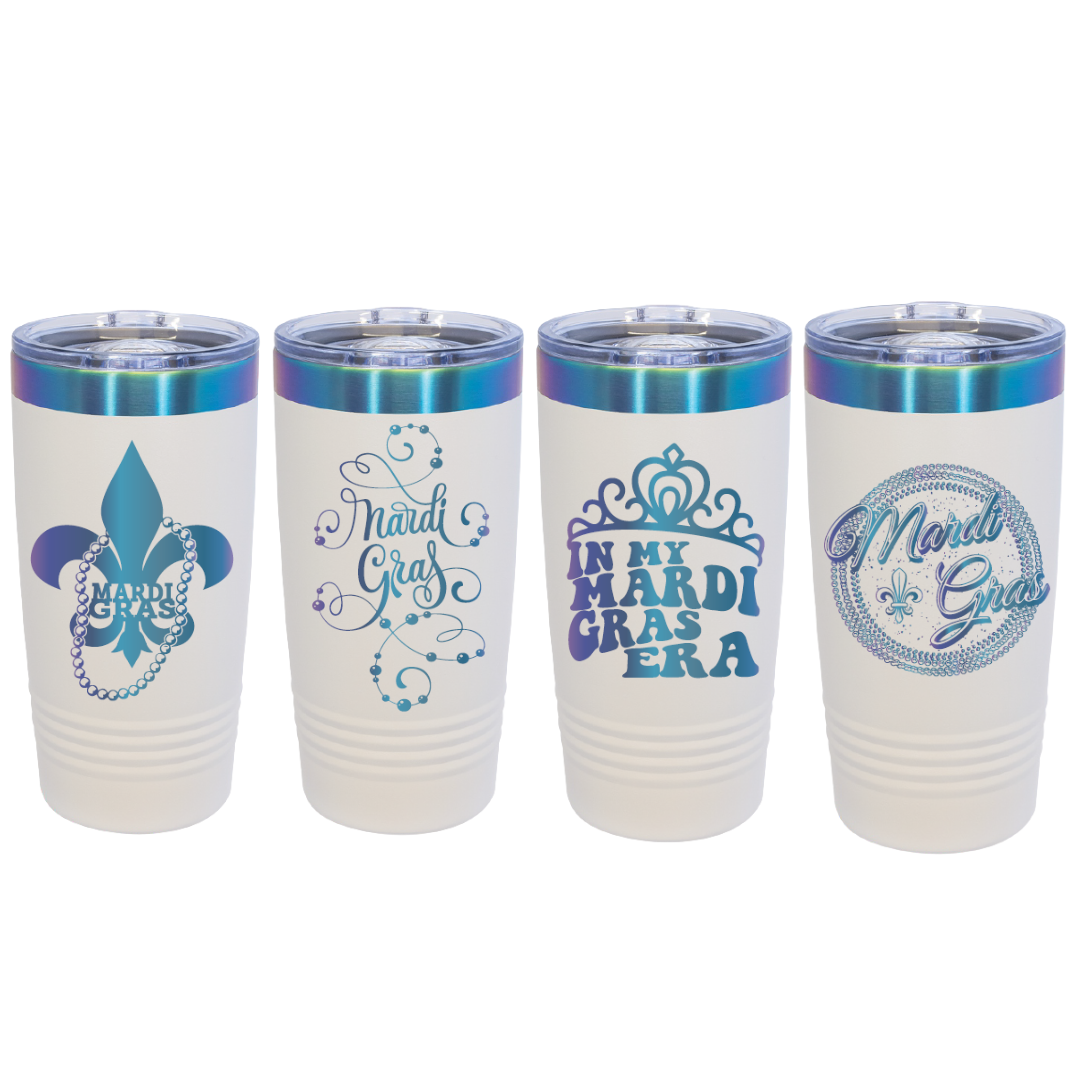 Mardi Gras Rainbow Engraved Tumblers