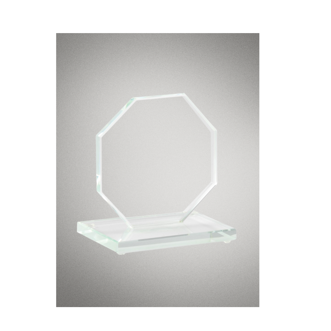 Clear Glass Octagon Award on Base