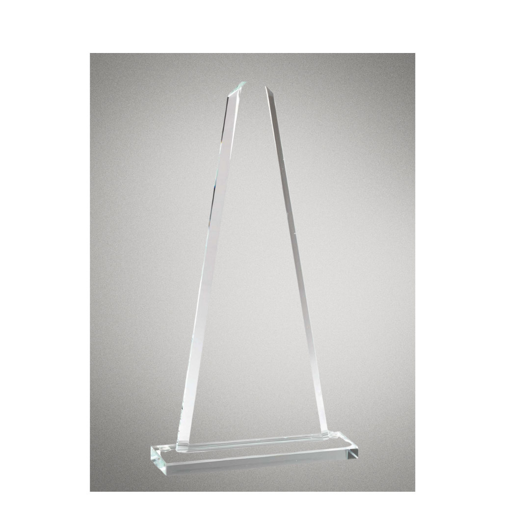 Clear Glass Obelisk Award on Base